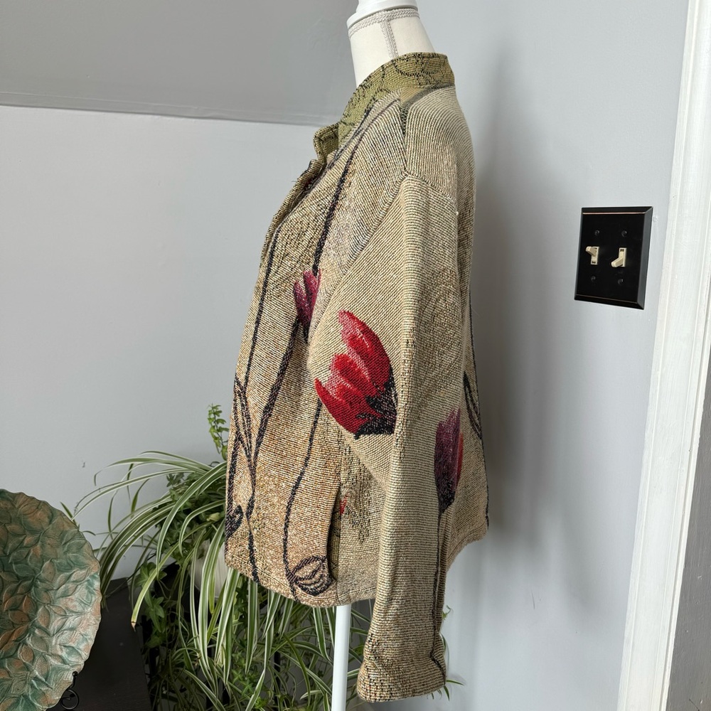 Vintage 90s Tapestry Jacket Floral Paisley Pattern Sugar Street Weavers Large - Picture 3 of 10